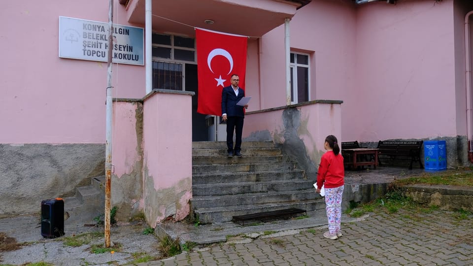Konya'da tek öğrencili okulda Cumhuriyet Bayramı kutlaması