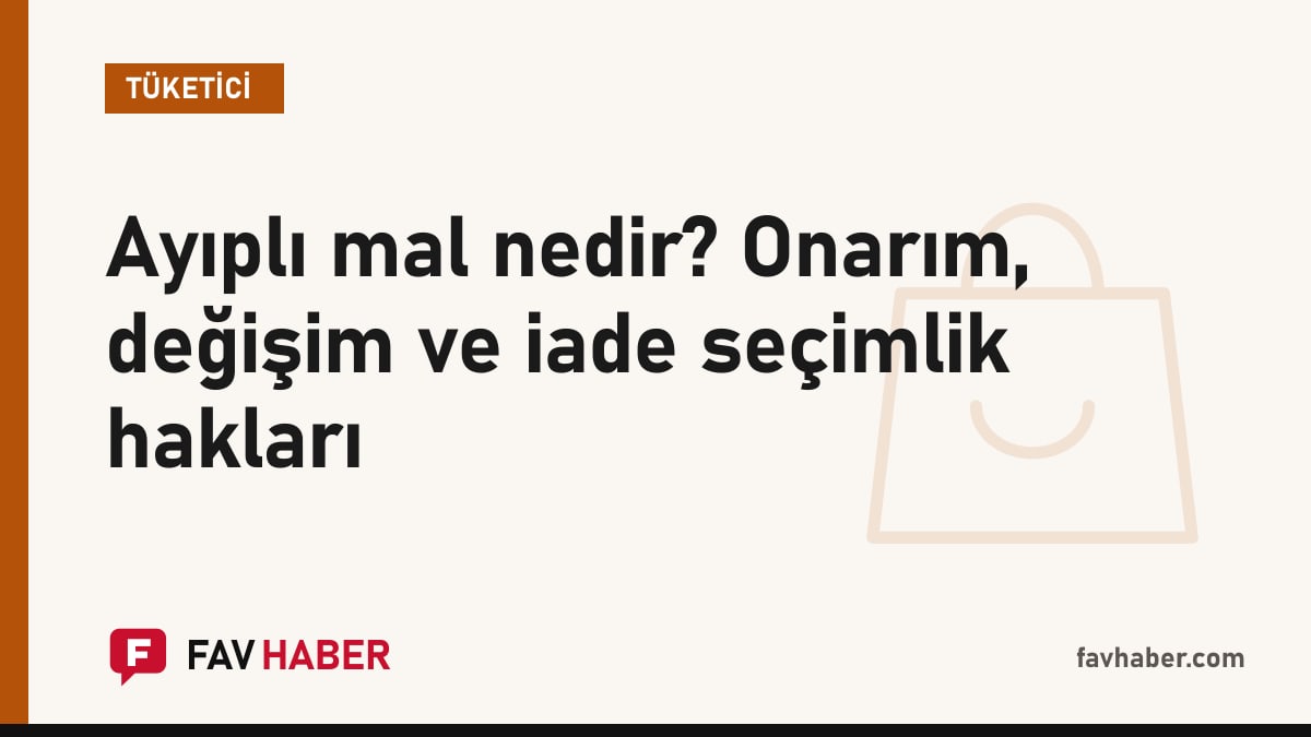 Arızalı ev aleti ve dört seçimlik hakkı simgeleyen ayıplı mal temalı tüketici rehberi kartı
