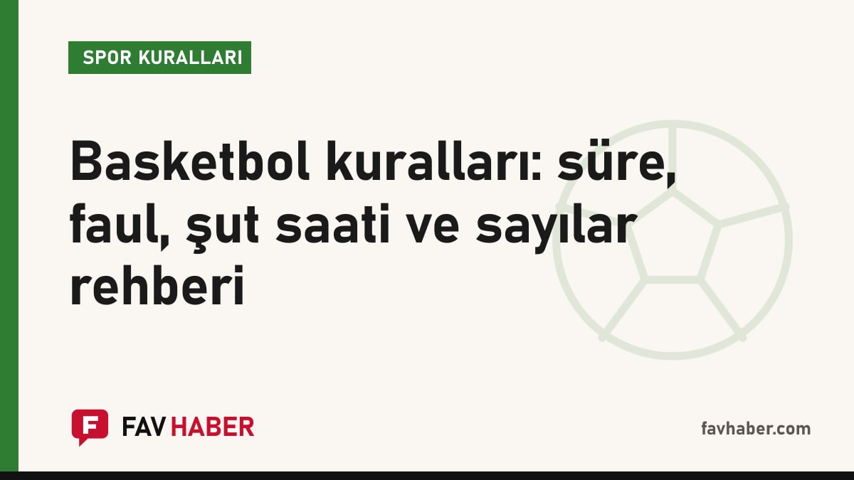 Basketbol sahasında üç sayı çizgisi, kısıtlı alan ve şut saati göstergesini işaretleyen şematik kart