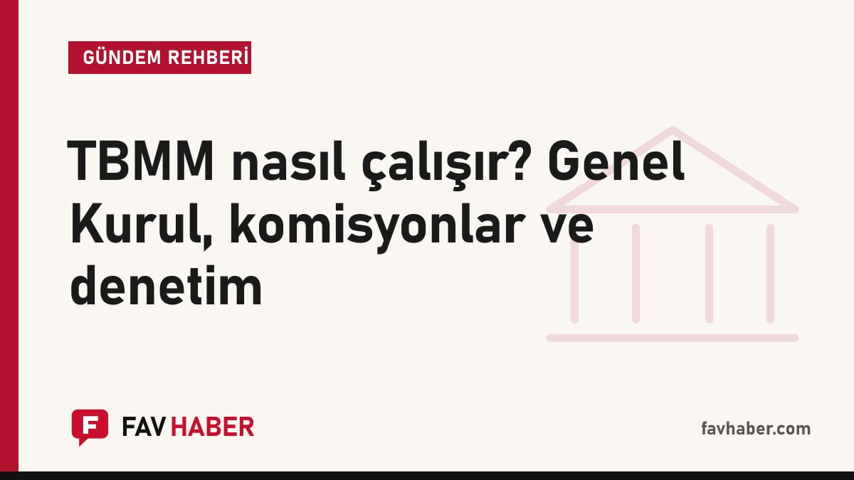 TBMM'nin Genel Kurul, komisyon ve denetim işleyişini anlatan rehber için Meclis temalı kapak kartı